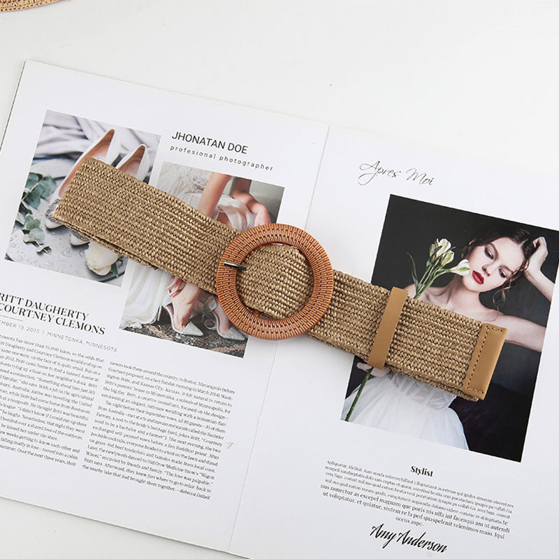 Cotton And Linen Straw Woven Belt Women Cotton And Linen Straw Woven Belt Women